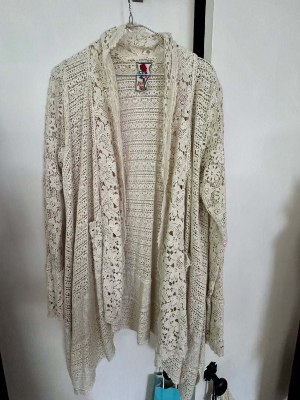 Stunning Johnny Was Ivory Cotton Lace Duster US Medium.